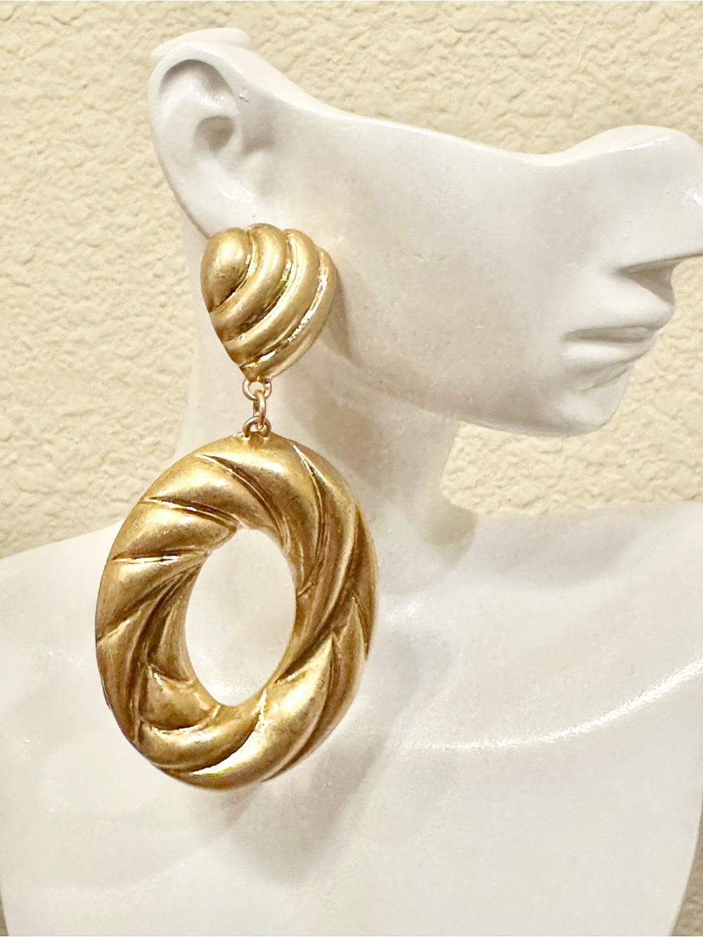 Chunky & Oversized Gold plated Swirl Drop Earrings
